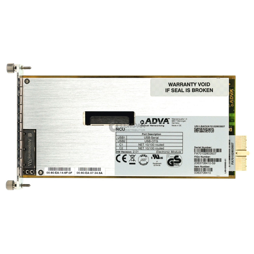 0063708410 / ADVA OPTICAL NETWORKING NETWORK CONTROL UNIT FOR FSP 3000R7