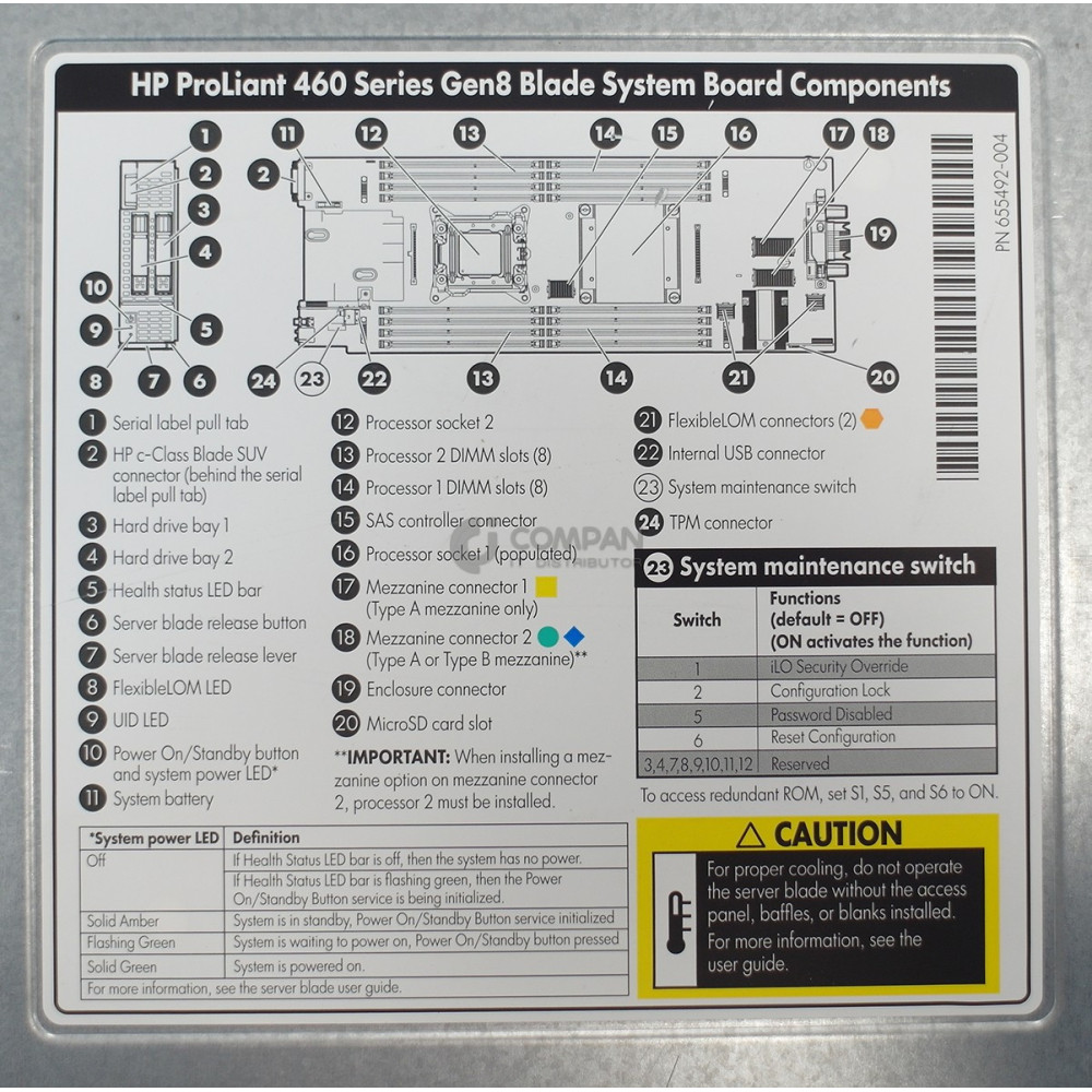 739348-B21-2SFF HP WS460C GEN8 E5-V2 GRAPHICS EXPANSION CTO BLADE