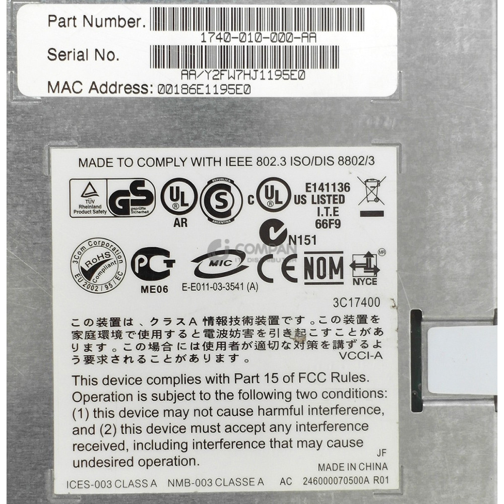 3824 3COM SWITCH 3824 24-PORT ETHERNET + 4-PORT SFP .