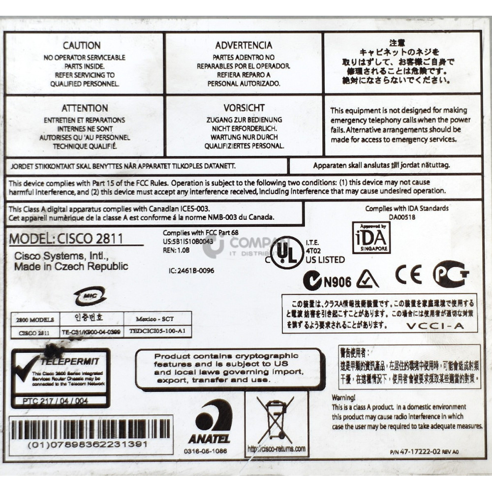 2811 CISCO 2811 2U INTEGRATED SERVICE ROUTER .