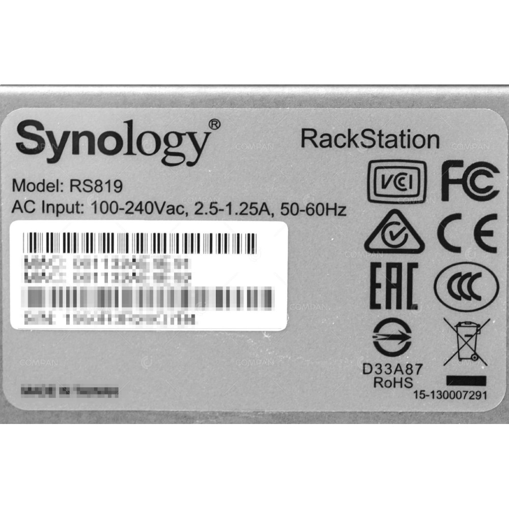 RS819 SYNOLOGY RACKSTATION RS819 4-BAY 3.5 LFF NAS SERVER -