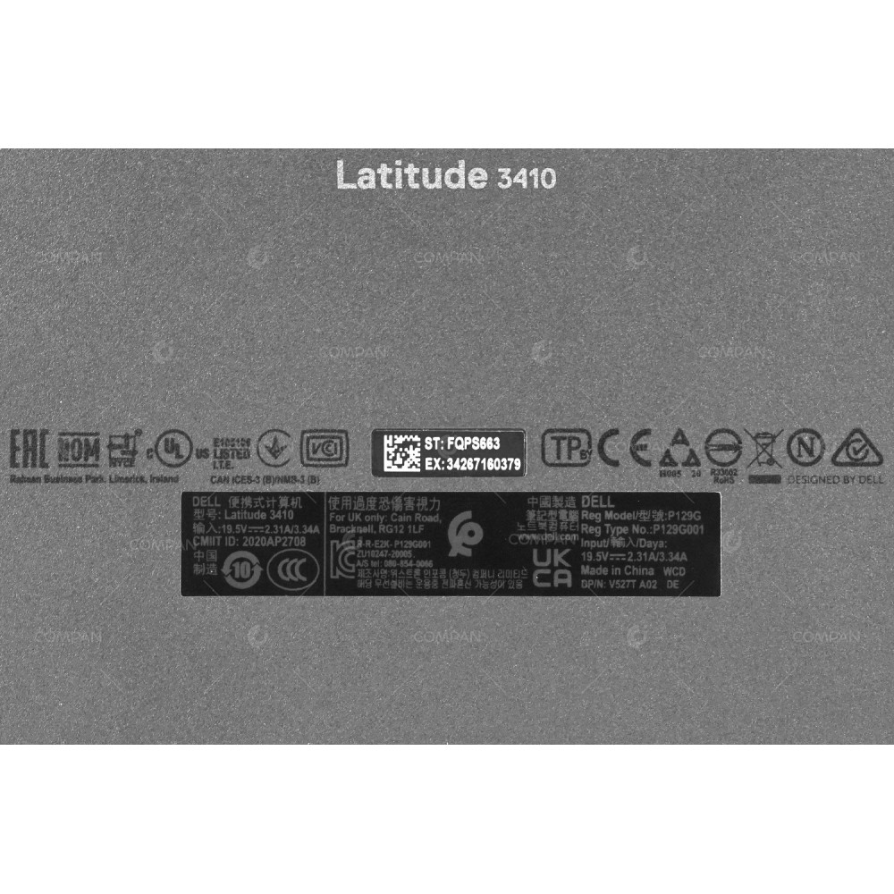 LATITUDE 3410 DELL LATITUDE 3410 1X INTEL CORE I5-10310U @ 1.70GHZ RAM 4GB(1X 4GB  DDR4  1X 3200MHZ ) () DEAD BATTERY P129G