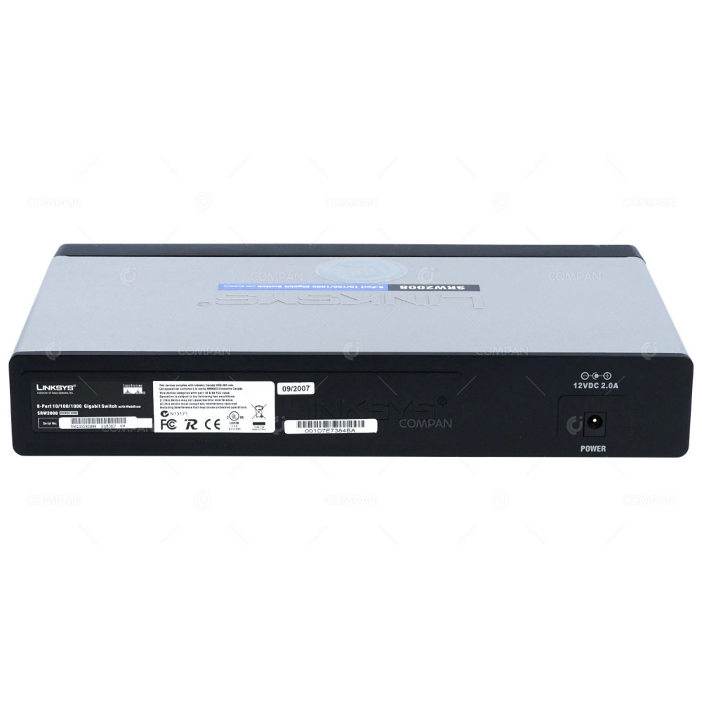 SRW2008 LINKSYS SRW2008 8 PORT 1GB ETHERNET 2 PORT 1GB SFP SWITCH WITHOUT AC ADAPTER GGB3507