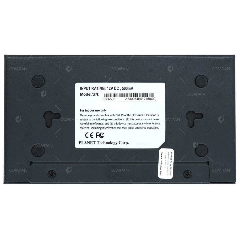 FSD-503 PLANET FSD-503 5 PORT 100MB ETHERNET SWITCH WITH AC ADAPTER -