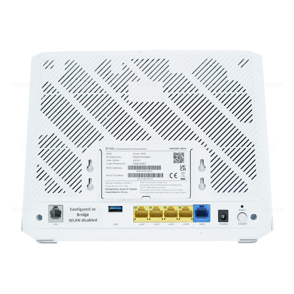 XMG3927-B50A ZYXEL 4 PORT 1GB ETHERNET 5GHZ WIRELESS GATEWAY WITH AC ADAPTER -