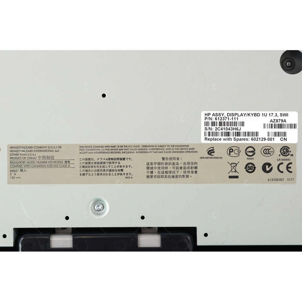 AZ879A HP TFT7600 G2 1U RACKMOUNT KVM CONSOLE 17.3 INCH WXGA+ CH KEYBOARD 602129-001, 612371-111, TFT7600 G2