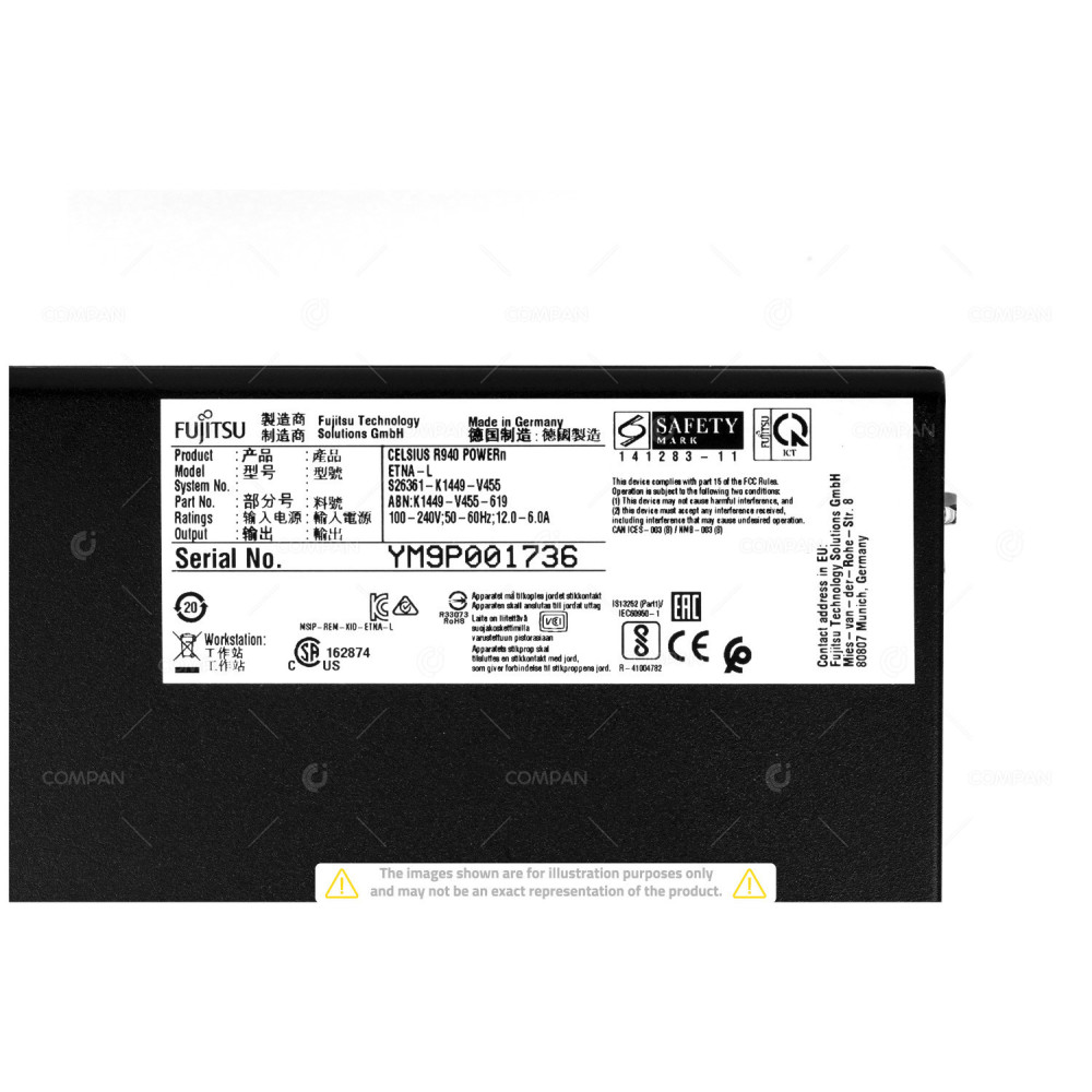 CELSIUS R940 POWER-NO BACKPLANE FUJITSU CELSIUS R940POWER 1X INTEL XEON E5-2620 V4 @ 2.10GHZ RAM 64GB(2X 32GB  DDR4  2X 2400MHZ ) 1X 512 GB (1X SATA 1X SSD ) - QUADRO P400 S26361-KXXX-VYYY