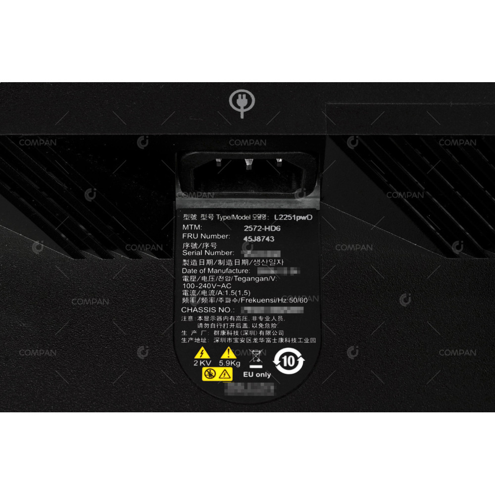 2572-HD6 LENOVO L2251PWD 22" 1680X1050 LED MONITOR BROKEN CASE 45J8743