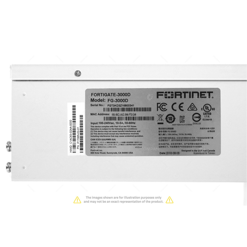 P17065-02-01 FORTINET FORTIGATE 3000D 16 PORT 10GB SFP+ FIREWALL FG-3000D