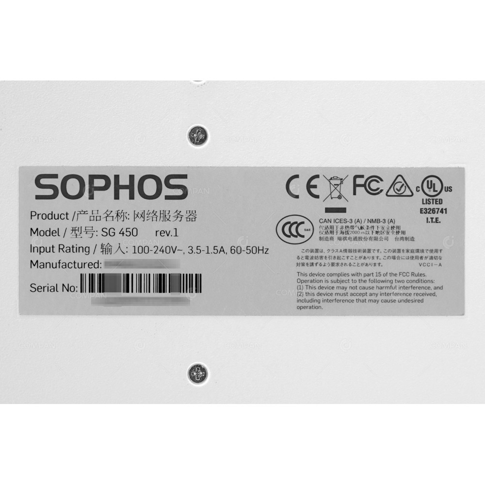 SG450 SOPHOS SG 450 FIREWALL SECURITY APPLIANCE