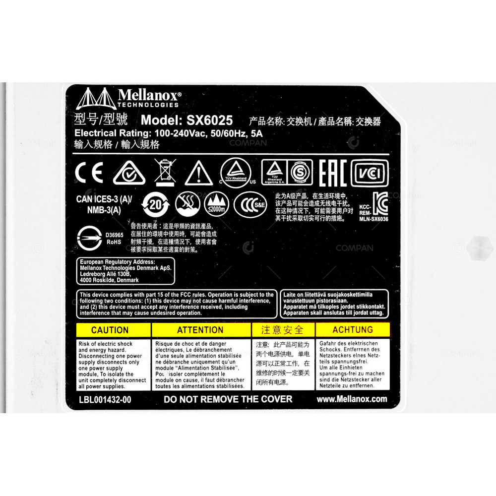 MSX6025F-1SFS MELLANOX SX6025F 36 PORT 56GB FDR INFINFINIBAND 1U SDN UNAMANGED SWITCH SX6025