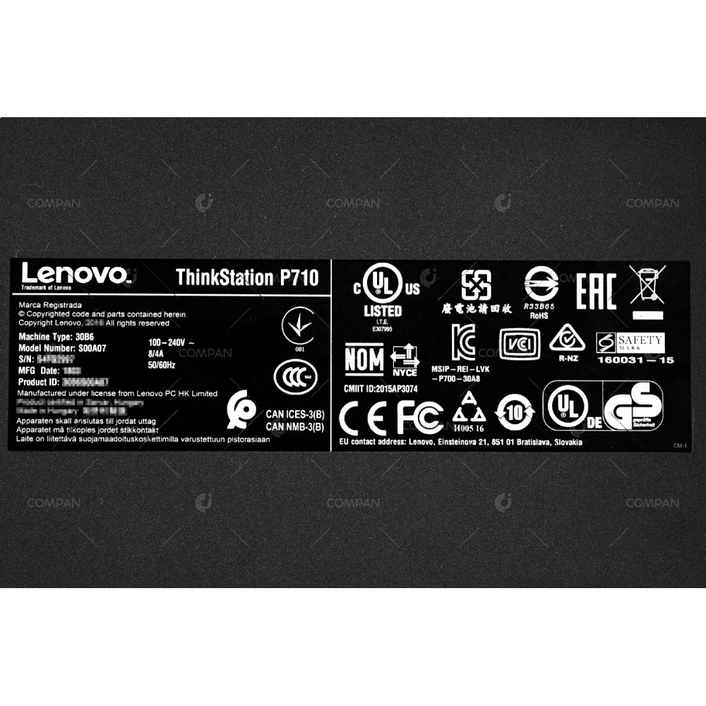 THINKSTATION P710 TOWER LENOVO 30B6S00A07 2X INTEL XEON E5-2637 V4 @ 3.50GHZ RAM 64GB(8X 8GB  DDR4  8X 2400MHZ ) () 30B6S00A07