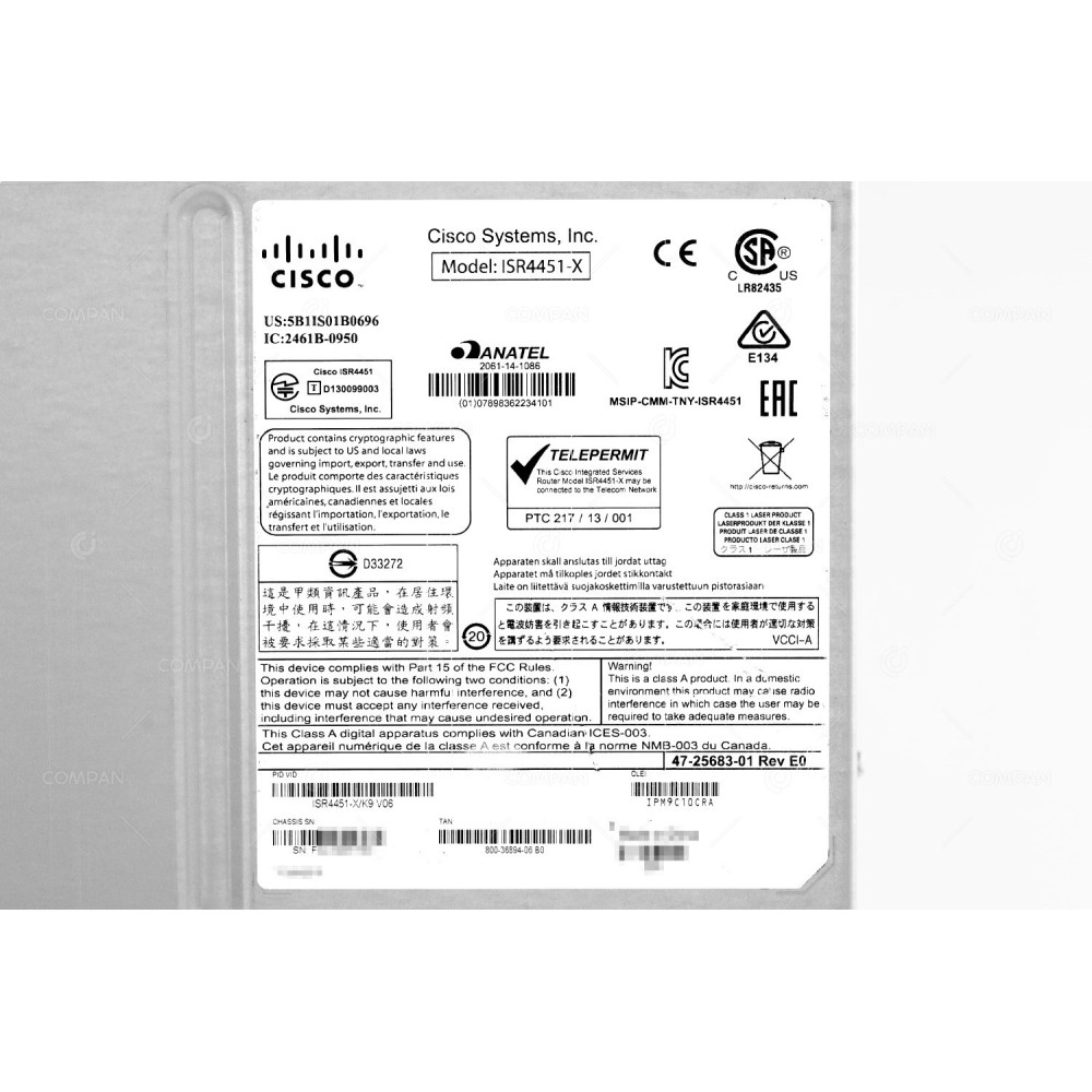 ISR4451-X-K9 CISCO ISR4451 4X 1GB ETHERNET 4X 1GB SFP COMBO INTEGRATED SERVICES ROUTER -