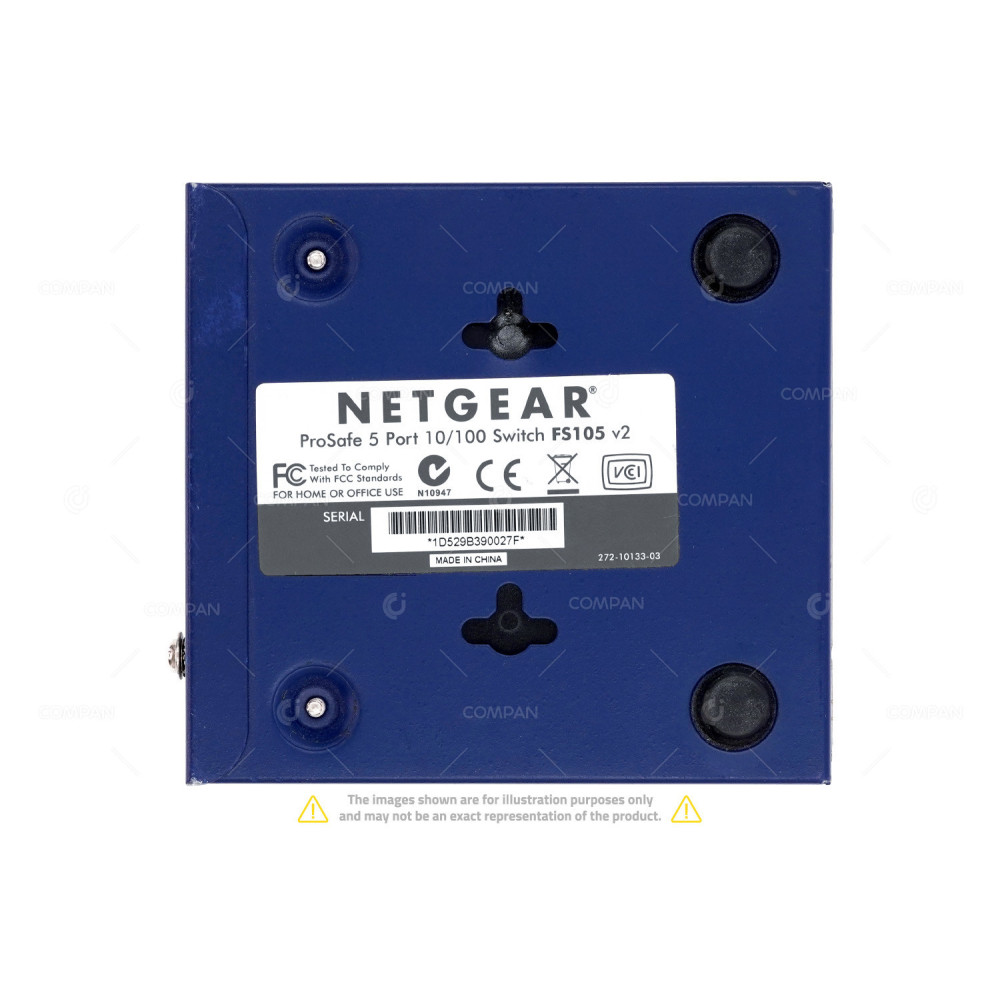 FS105 NETGEAR 5 PORT 100MB BASE-T UNMANAGED SWITCH WITHOUT AC ADAPTER 272-10133-03
