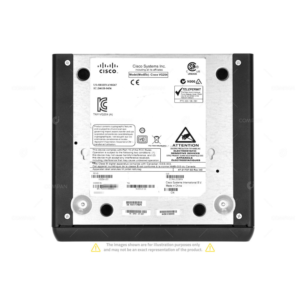 VG204 CISCO VG204 2 PORT 100MB ETHERNET 4FXS PORT ANALOG VOICE GATEWAY 74-5701-01, 47-21737-02