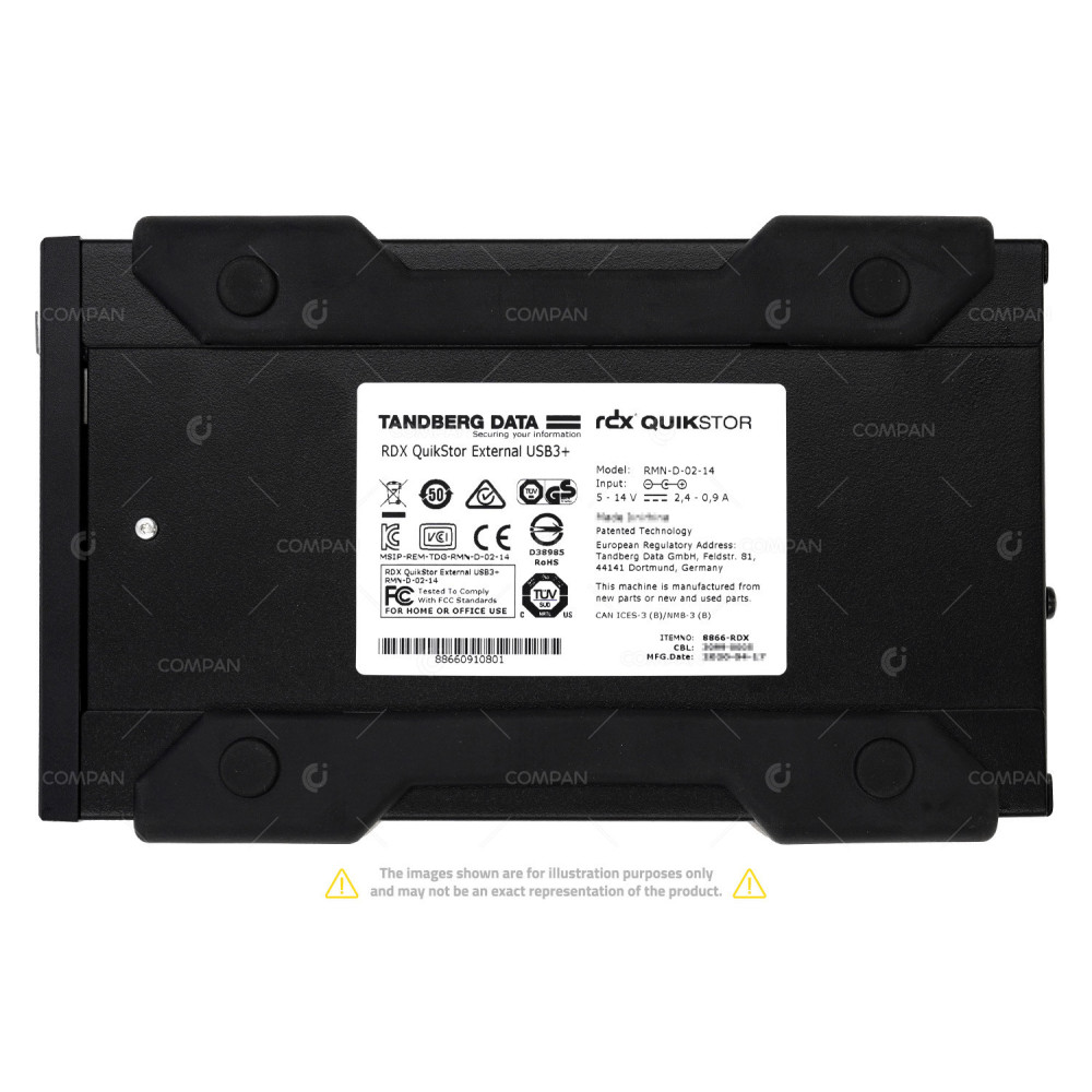 8866-RDX TANDBERG DATA RDX QUIKSTOR 3.5" LFF SATA USB3+ EXTERNAL DRIVE WITHOUT AC ADAPTER RMN-D-02-14