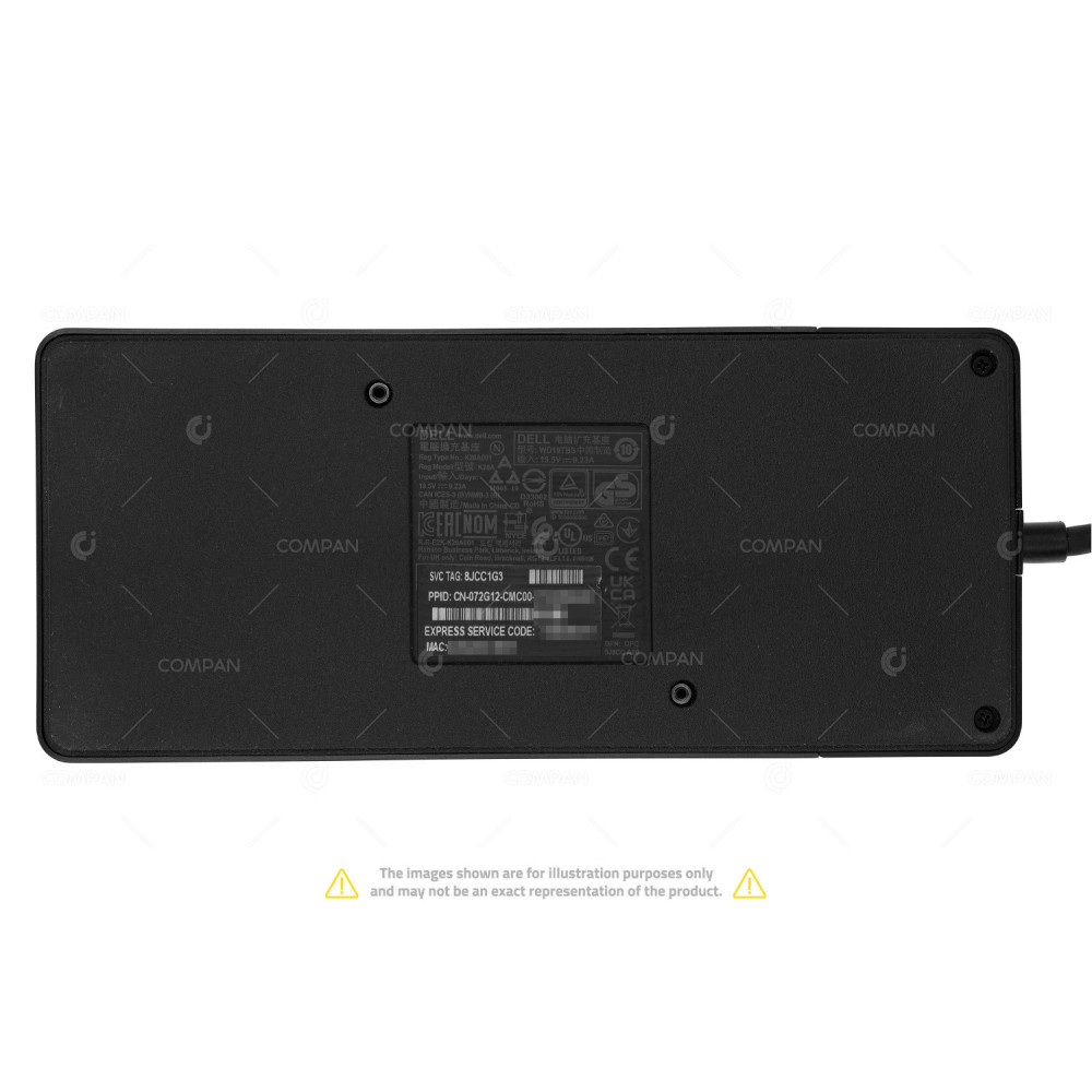 72G12 DELL WD19TBS K20A THUNDERBOLT USB-C DOCKING STATION 180W DOCK ONLY WITHOUT AC ADAPTER 072G12, 2HV8N, WD19TBS, K20A001, K20A ,