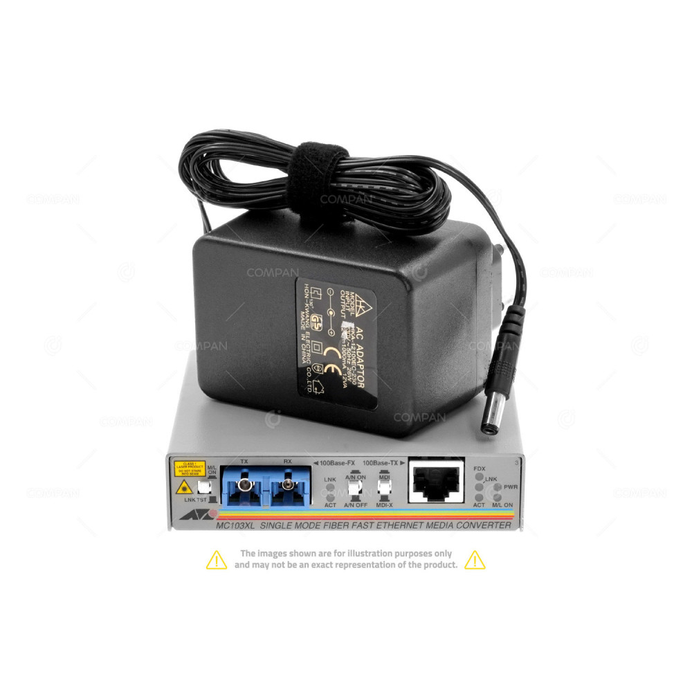 AT-MC103XL ALLIED TELESYN 100MB BASETX TO 100MB BASEFX MEDIA CONVERTER WITH POWER SUPPLY 705-11121-34