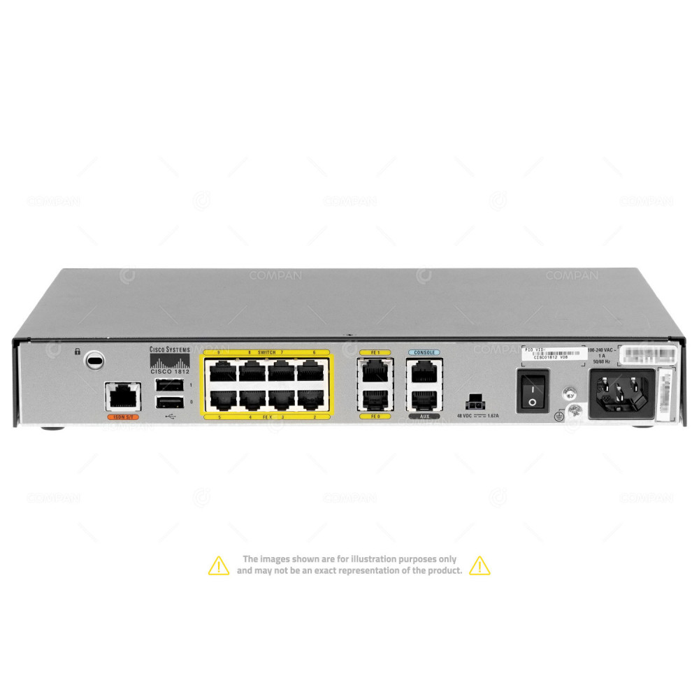 CISCO1812 K9 CISCO 1812 2  PORT 100MB ETHERNET WAN  8 PORT 100MB ETHERNET LAN INTEGRATED SERVICES ROUTER 341-0135-03, 460276