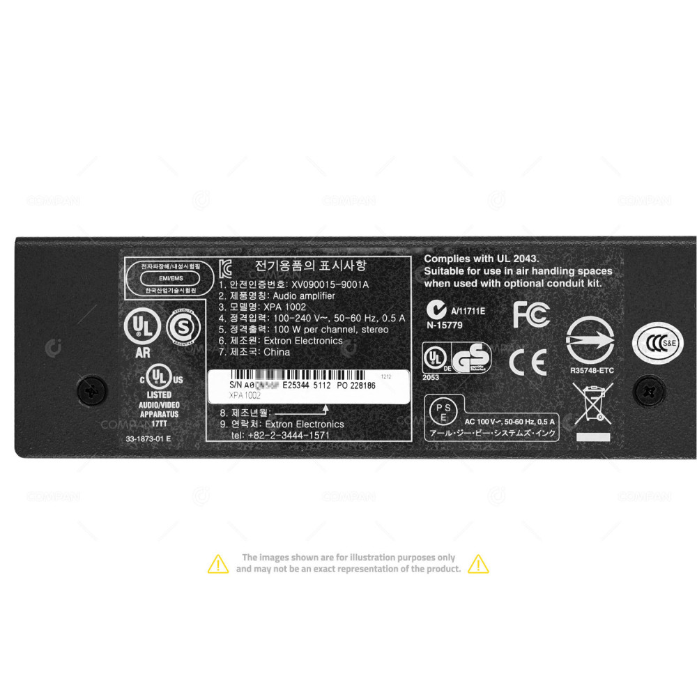 XPA1002 EXTRON HALF RACK 1U TWO CHANNEL LOW IMPEDANCE 100W 4OHM AMPLIFIER XPA 1002, XV090015-9001A, 33-1873-01