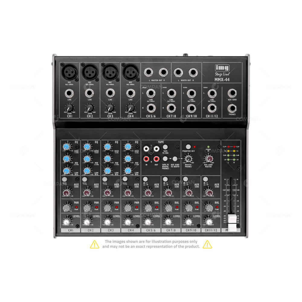 MMX-44 MONACOR MMX 44 8-CHANNEL AUDIO MIXER WITH 12 INPUTS