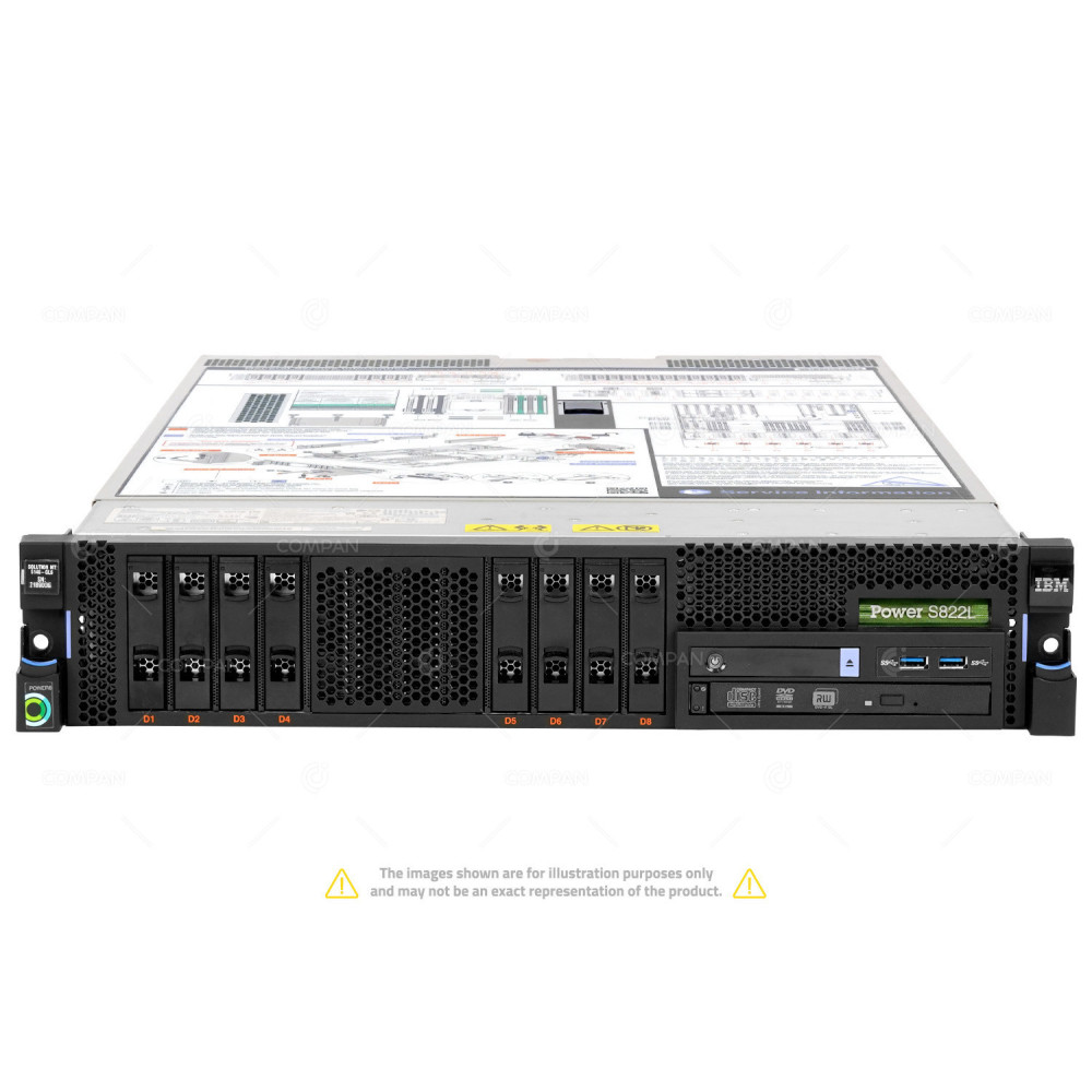 S822L-8SFF IBM POWER SYSTEM S822L 2X POWER8 10 CORE 3.42GHZ CPU RAM 256GB (16X 16GB 16X 1600MHZ) 8247-22L