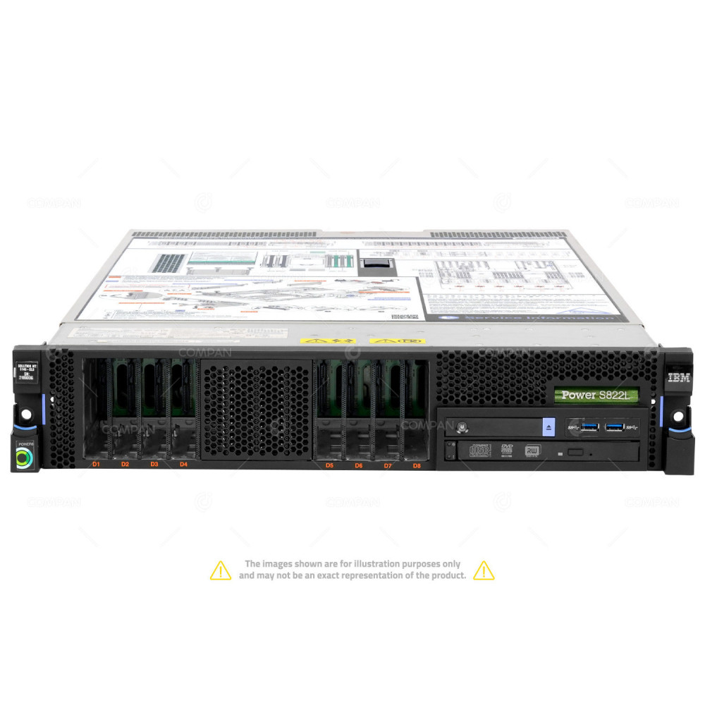 S822L-8SFF IBM POWER SYSTEM S822L 2X POWER8 10 CORE 3.42GHZ CPU RAM 256GB (16X 16GB 16X 1600MHZ) 8247-22L