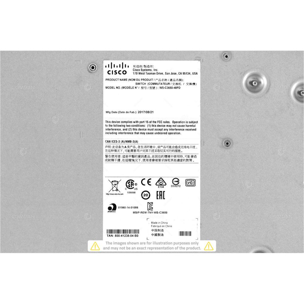WS-C3650-48FD-E CISCO CATALYST 3650 48 PORT 1GB ETHERNET POE+ 2 PORT 1GB SFP 2 PORT 10GB SFP+ SWITCH WS-C3650-48FD-E