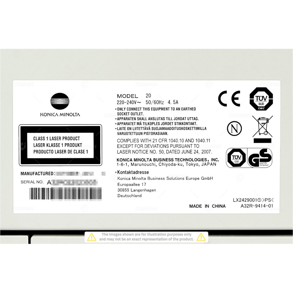 BIZHUT-20 KONICA MINOLTA BIZHUB 20 2012 PRINTER SCAN FAX COPY -