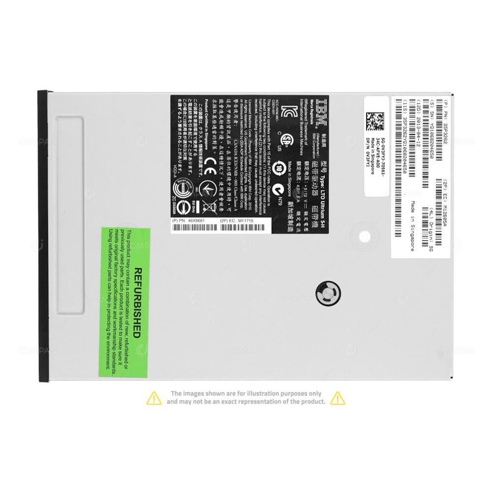 0V3FYJ DELL ULTRIUM 5 TAPE DRIVE 1 .5/3TB LTO5 5,25" SAS V3FYJ, 46X6681, 35P3262, 46X8404
