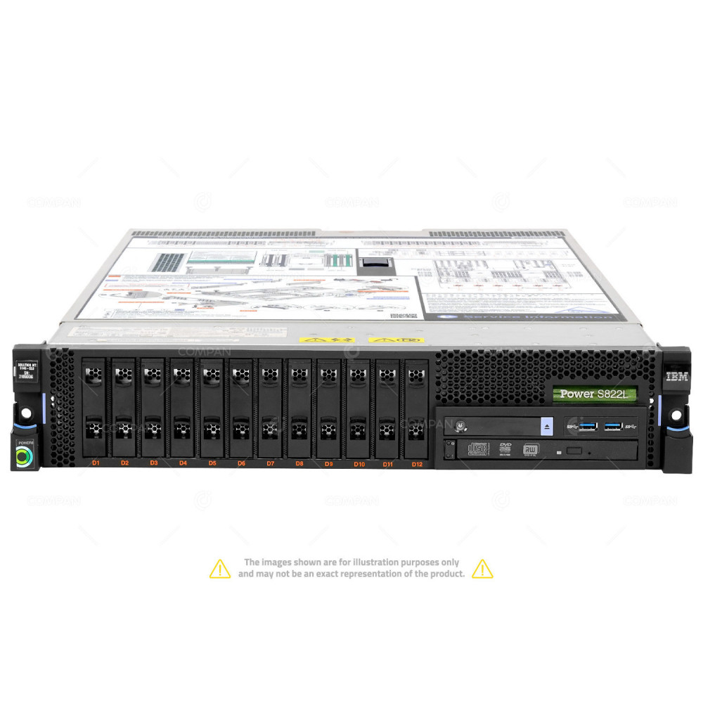 S822L-12SFF IBM POWER SYSTEM S822L 2X POWER 8 CPU RAM 256GB (4X 64GB 4X 1600MHZ) 8247-22L
