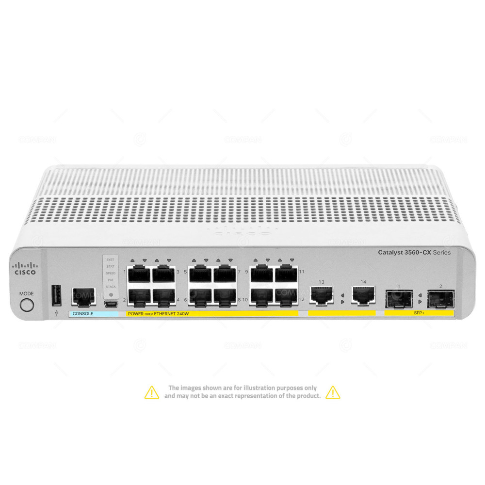 WS-C3560CX-12PD-S CISCO CATALYST 3560-CX 12-PORT 1G ETHERNET 2-PORT 1G ETHERNET UPLINK 2-PORT 10G SFP+ UPLINK POE+ 240W SWITCH WS-C3560CX-12PD-S