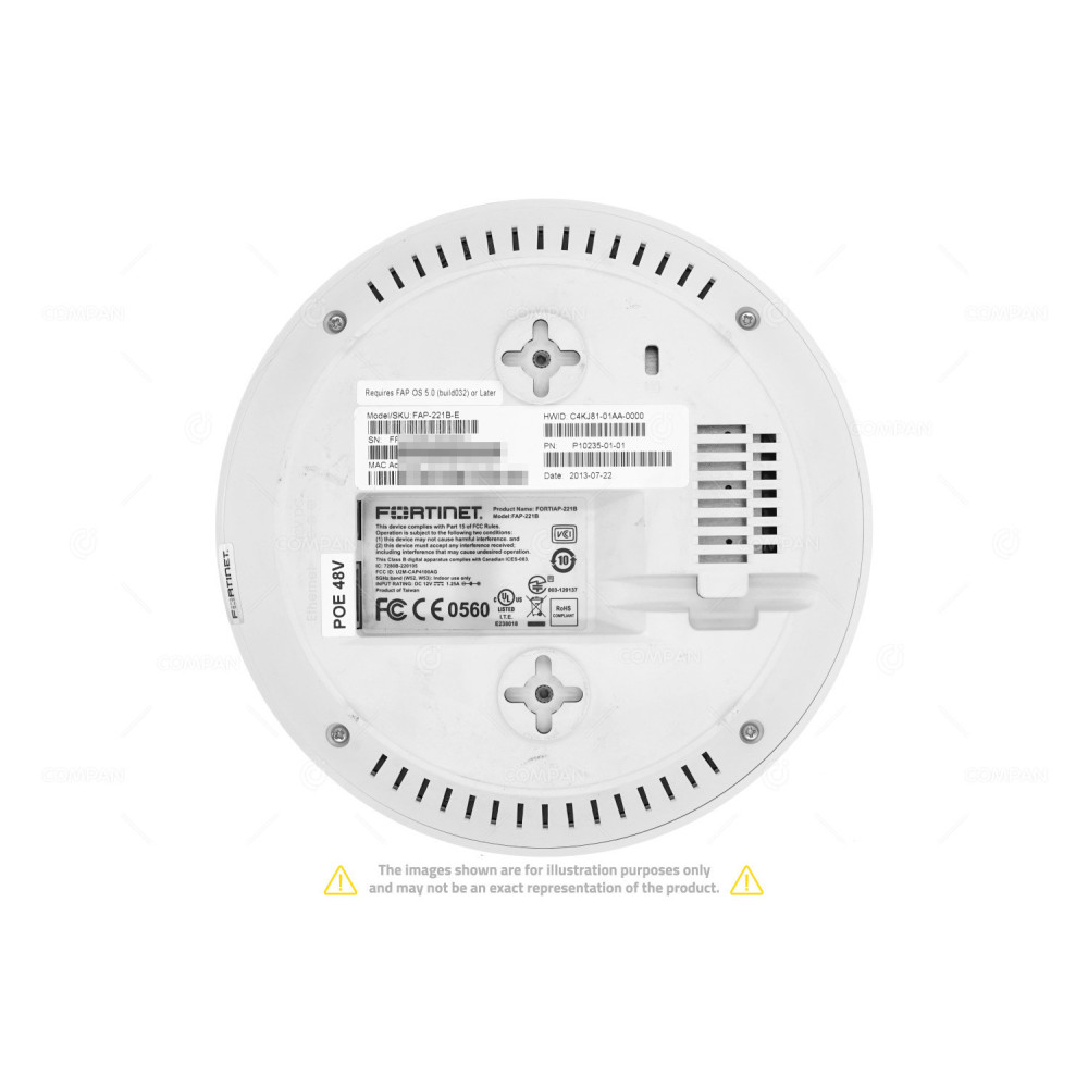 FORTIAP-221B FORTINET 2X2 INDOOR DUAL-RADIO WIFI ACCESS POINT 802.11A/B/G/N YELLOWED FAP-221B-E