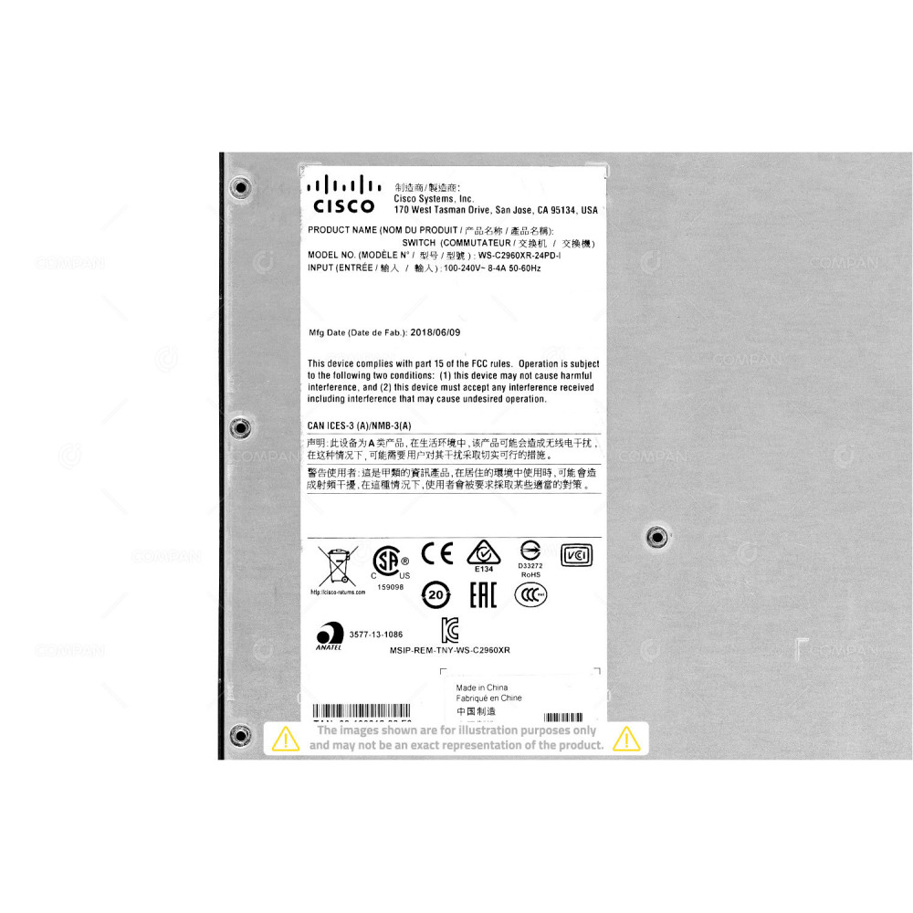WS-C2960XR-24PD-I CISCO CATALYST 2960XR 24 PORT 1GB ETHERNET 2 PORT 10GB SFP+ IPLITE SWITCH -