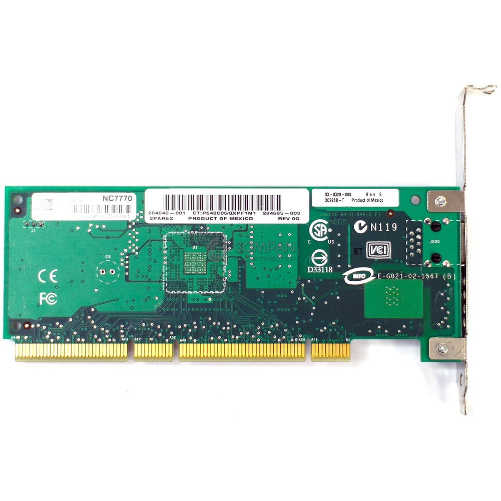 284848-001 HP NC7770 PCI-X GIGABIT SINGLE PORT ADAPTER