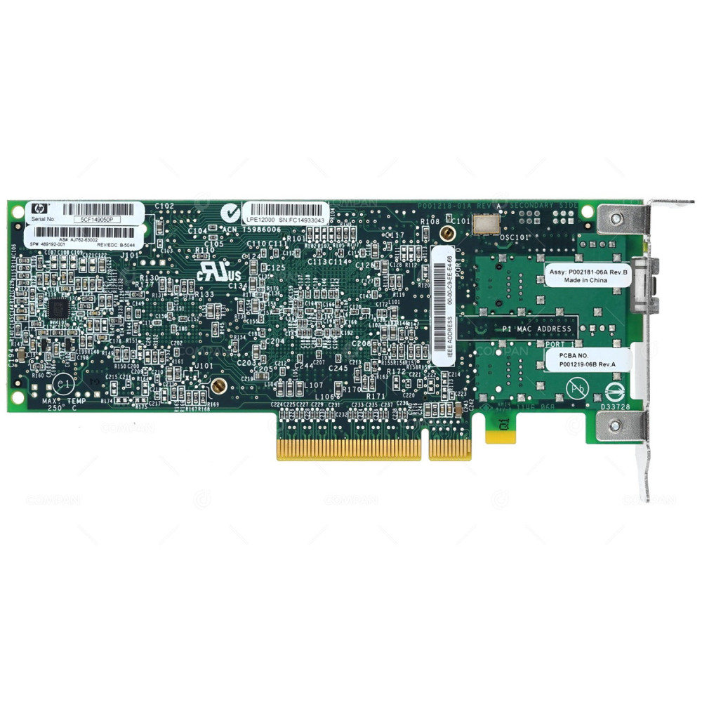 489192-001 LP HP 81E 8GB SINGLE PORT FC ADAPTER PCI-E LOW PROFILE