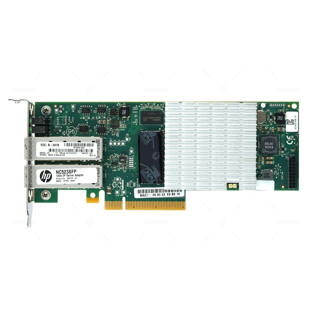593742-001 LP HP NC523SFP 10GB DUAL PORT ETHERNET ADAPTER PCI-E LOW PROFILE