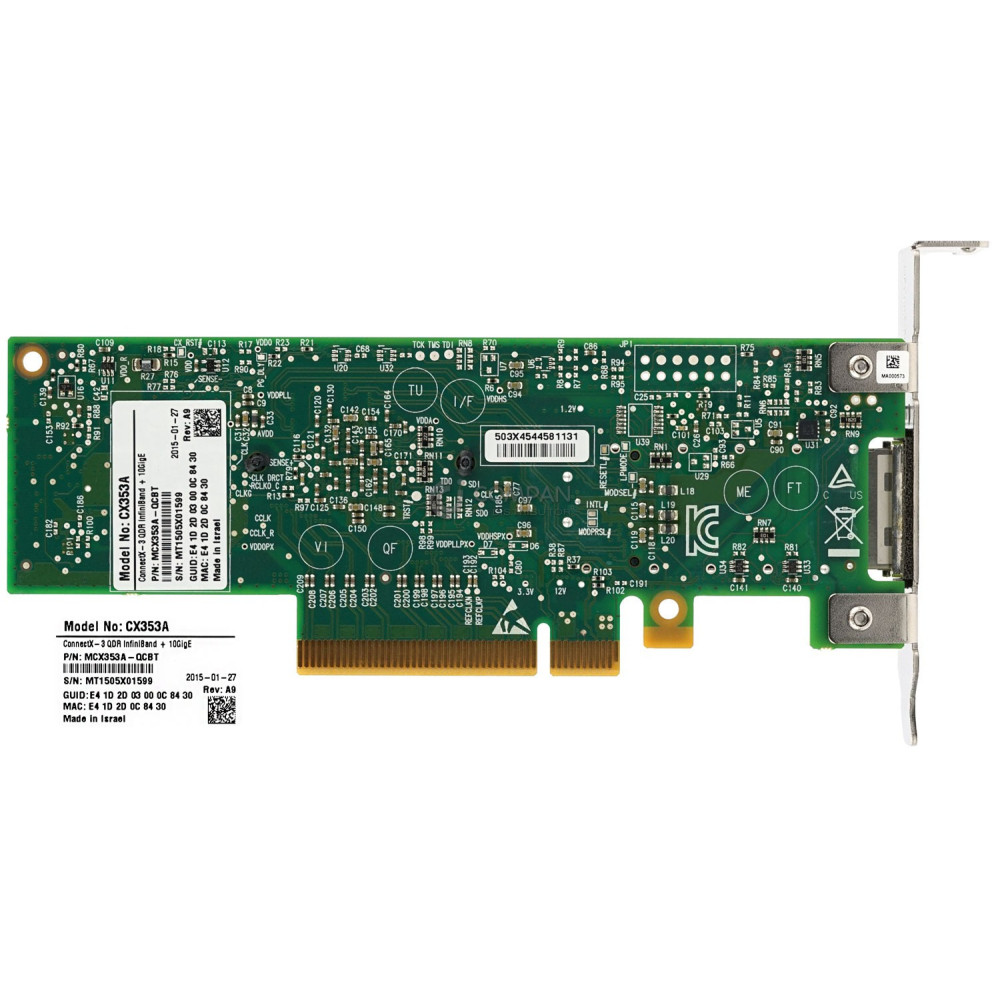 MCX353A-QCBT LP MELLANOX SINGLE PORT CONNECTX-3 QDR INFINIBAND 10GIGE QSFP PCI-E ADAPTER LOW PROFILE