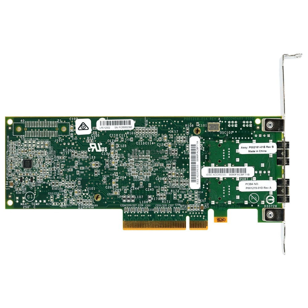 00JY848 IBM LPE12002 DUAL PORT 8GB SFP FIBRE CHANNEL HOST BUS ADAPTER PCI-E