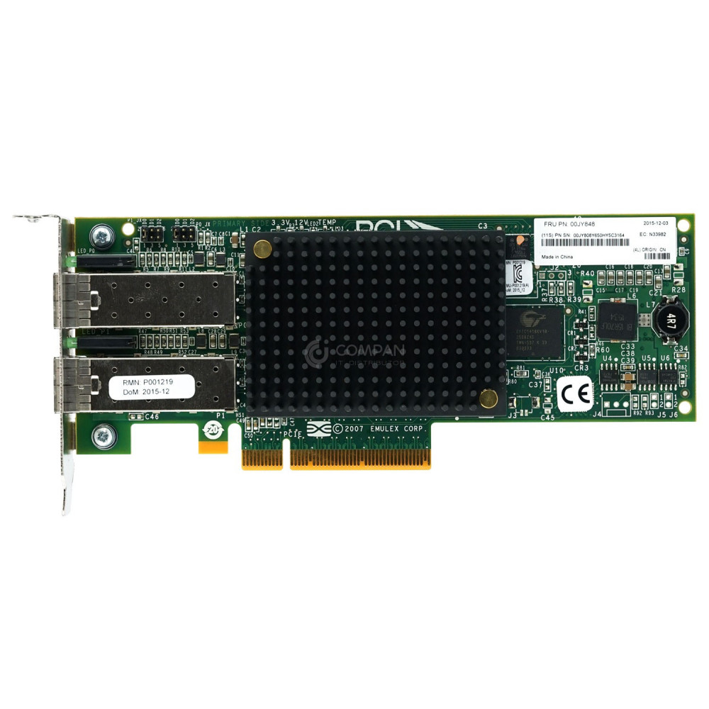 00JY848 LP IBM LPE12002 8GB FC DUAL PORT HOST BUS ADAPTER PCI-E LOW PROFILE