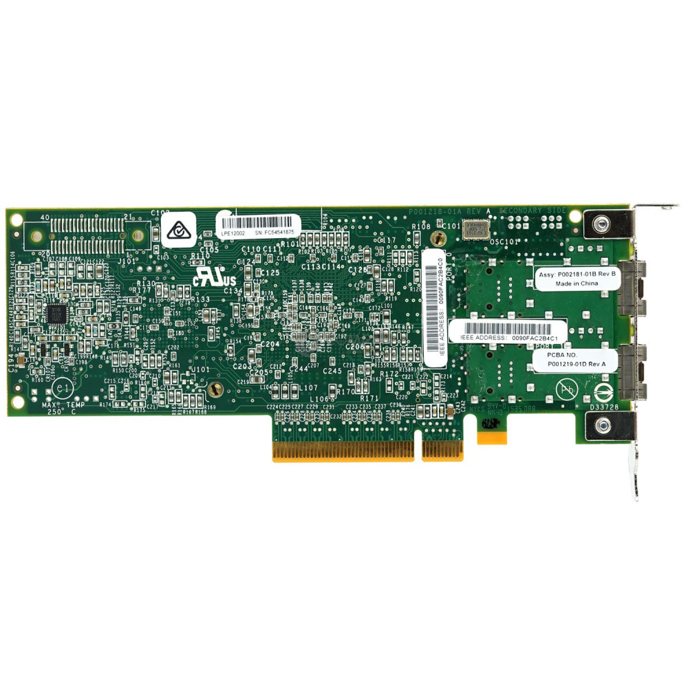 00JY848 LP IBM LPE12002 8GB FC DUAL PORT HOST BUS ADAPTER PCI-E LOW PROFILE