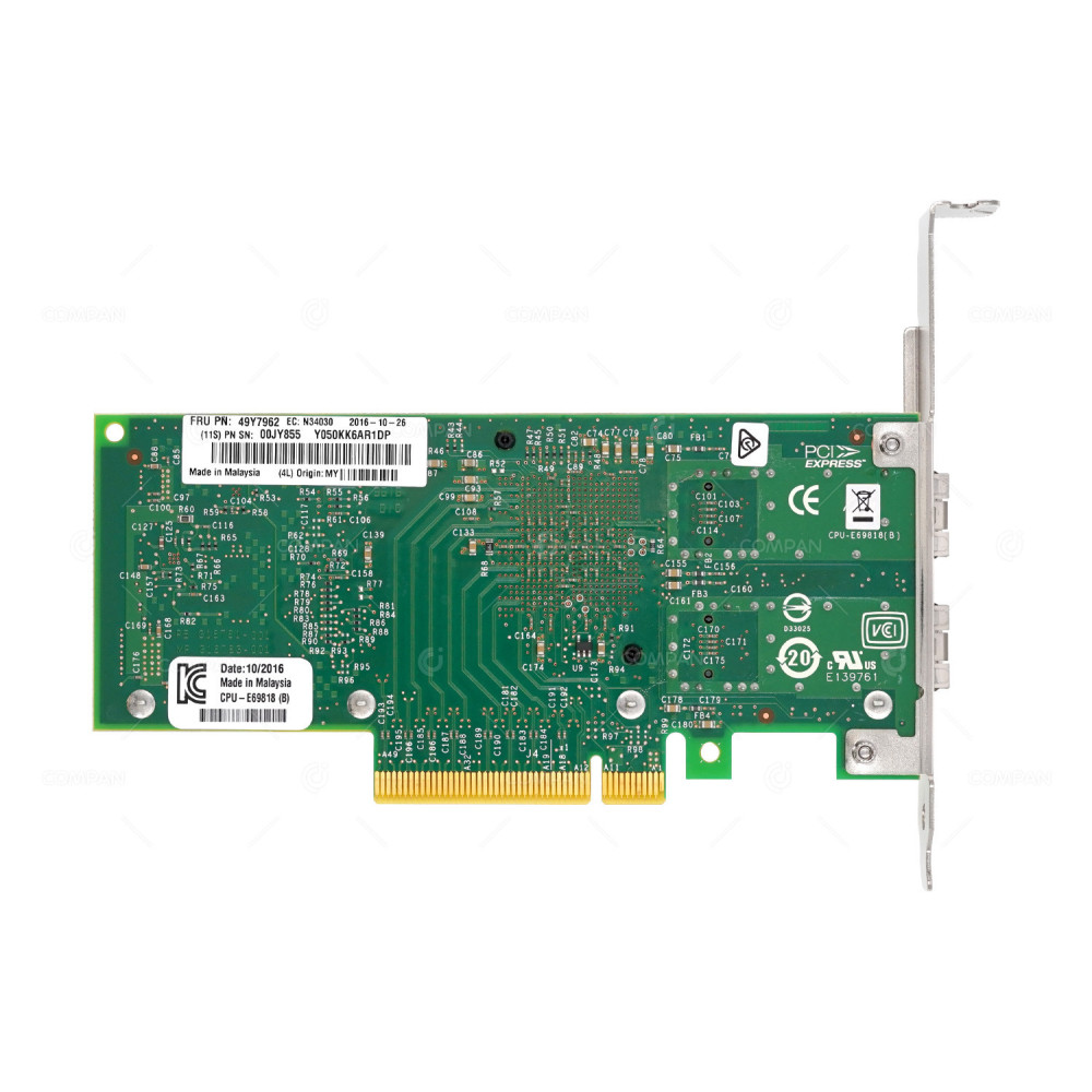 49Y7962 IBM INTEL X520-DA2 10GB SFP+ DUAL PORT ADAPTER PCI-E 49Y7961, 00JY855