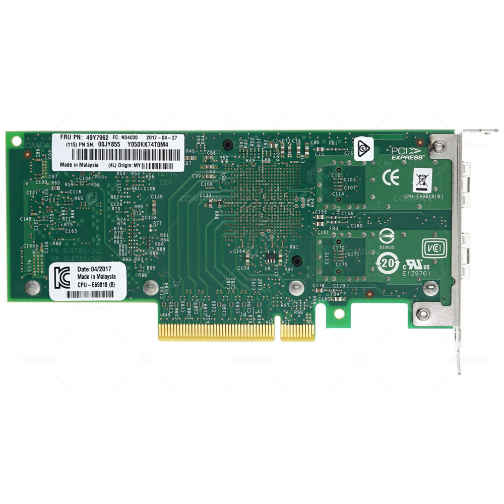 49Y7962 LP IBM INTEL X520-DA2 10GB SFP+ DUAL PORT ADAPTER PCI-E LOW PROFILE