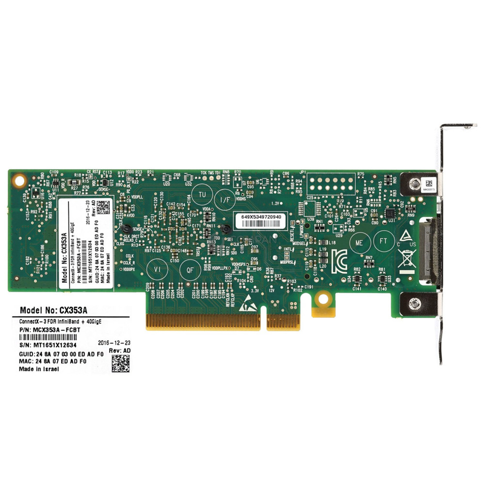 MCX353A-FCBT MELLANOX CONNECT-3 4099 QDR 10GBE SINGLE PORT QSFP PCI-E CX353A