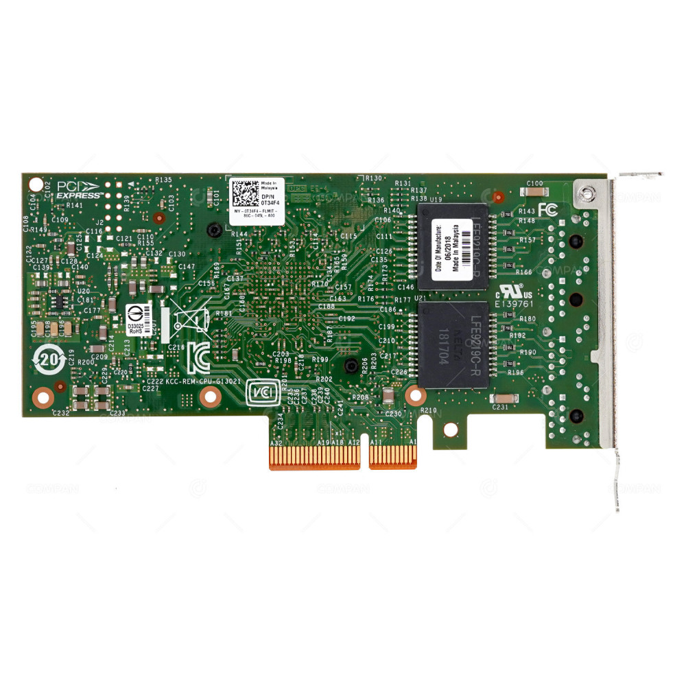 T34F4 DELL INTEL I350-T4 QUAD PORT 1GB RJ-45 ETHERNET ADAPTER LOW PROFILE