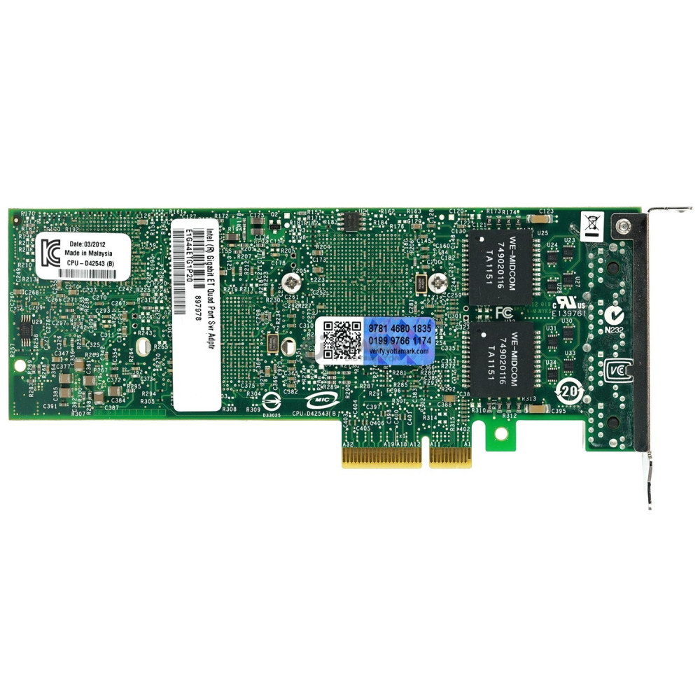 E1G44ETG1P20 INTEL 4-PORT 1GB RJ-45 PCI-E ETHERNET ADAPTER
