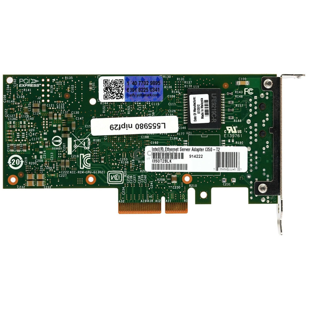 G15138-001 LP INTEL I350-T2 DUAL-PORT GIGABIT  ETHERNET PCIE ADAPTER LOW PROFILE I350-T2, I350T2BLK