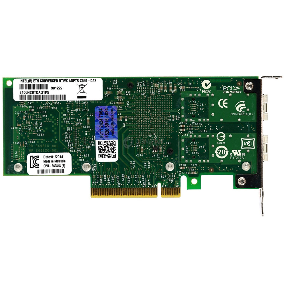 X520-DA2 LP INTEL X520-DA2 10GB DUAL PORT NETWORK CARD LOW PROFILE E10G42BTDAG1P5, E68793-007