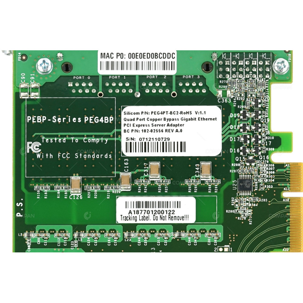 PEG4PT-BC2-ROHS SILICOM QUAD PORT COPPER BYPASS GIGABIT ETHERNET PCI EXPRESS SERVER ADAPTER 102-02556
