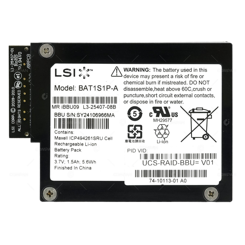 UCS-RAID-BBU CISCO LSI BATTERY MR IBBU9 FOR UCS-RAID - 9266, SAS 9266-8I